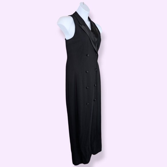 Vintage Liz Claiborne Fitted Black Tuxedo Dress - Picture 2 of 6